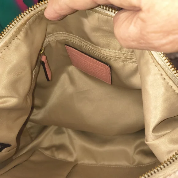 Coach Pink and Cream Signature Canvas Shoulder Bag